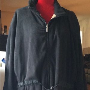 Carolina Colours Plus black zip front jacket with tan lining size 26/28